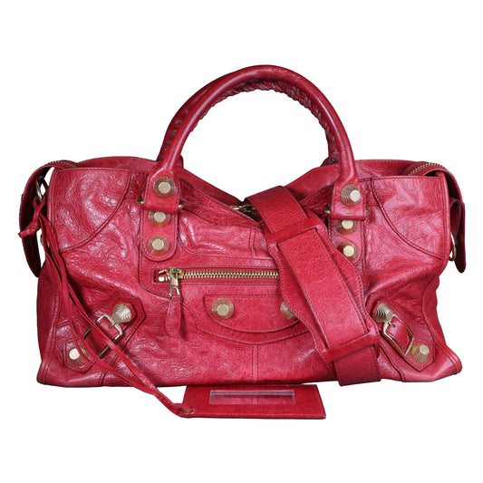 Preowned BALENCIAGA Giant 21 Part Time Leather GHW Red Bag | Luxe Again Maison