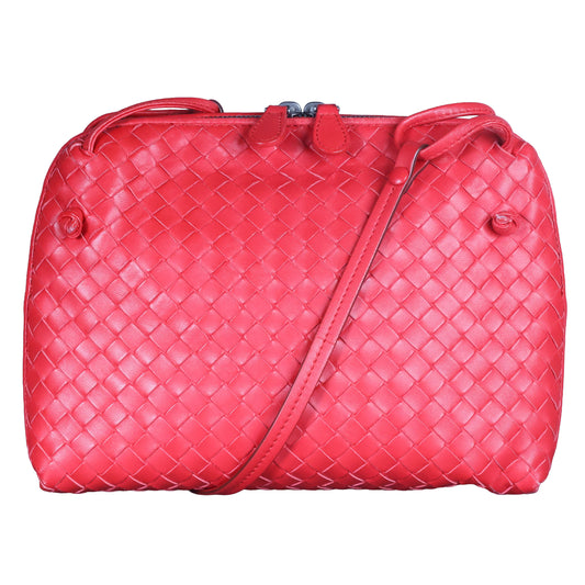 Preowned BOTTEGA VENETA Intrecciato Nodini Shoulder Bag Red | Luxe Again Maison