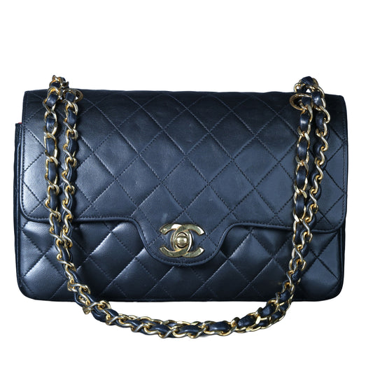 Preowned CHANEL Matelasse 23 Lambskin Double Flap Bag Black GHW 07XXXX0 0 series | Luxe Again Maison