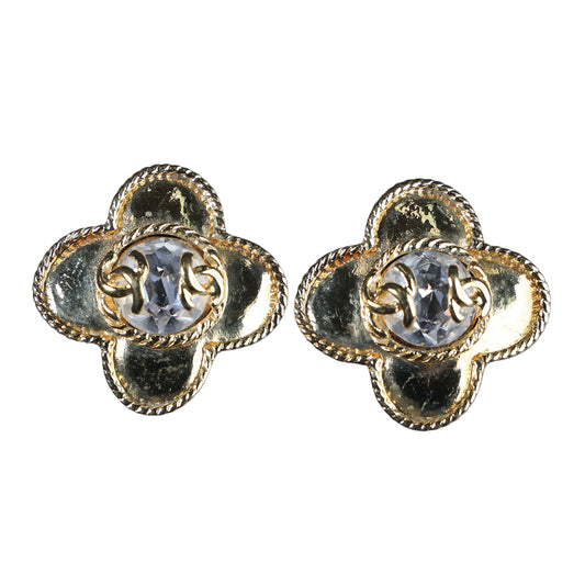 Preowned CHANEL Vintage COCO Mark Rhinestone Clip-on Earrings | Luxe Again Maison