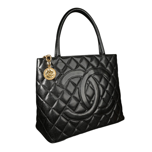 Preowned CHANEL Vintage Re-Release Caviar Skin Tote Black GHW 540XXXX | Luxe Again Maison