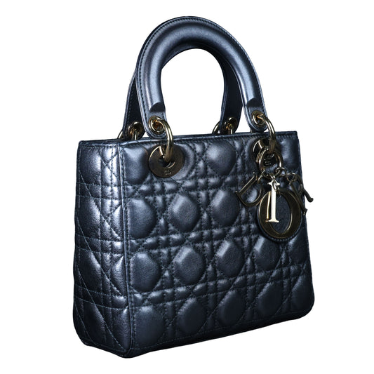Preowned CHRISTIAN DIOR Lady Dior Small Leather Silver GHW Bag | Luxe Again Maison
