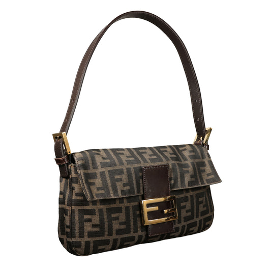 Preowned FENDI Zucca Baguette Canvas & Leather Brown GHW #2556 | Luxe Again Maison