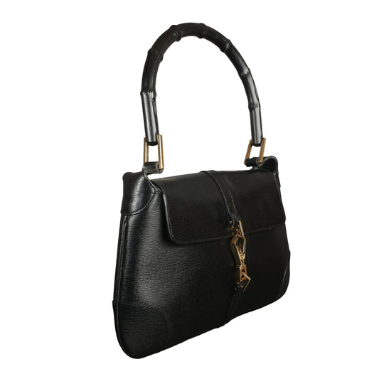 Preowned GUCCI Vintage Bamboo Jackie Leather Shoulder Bag Black | Luxe Again Maison