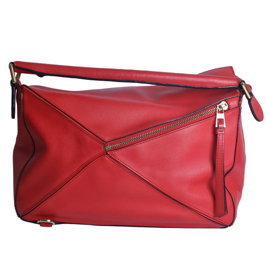 Preowned LOEWE Puzzle Large Leather Red 2 Way Bag | Luxe Again Maison
