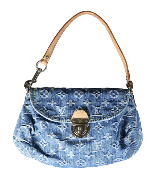 Preowned LOUIS VUITTON Mini Pleaty Monogram Denim Blue Shoulder Bag | Luxe Again Maison