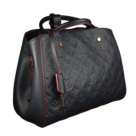 Preowned LOUIS VUITTON Montaigne MM Monogram Empreinte Leather Navy Blue | Luxe Again Maison