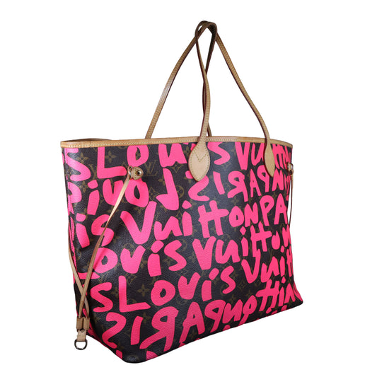 Preowned LOUIS VUITTON Stephen Sprouse Pink Graffiti Monogram Neverfull GM - Limited Edition 2009 | Luxe Again Maison