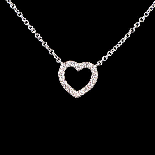 Preowned TIFFANY 18k WG Diamond Metro Heart Mini Pendant Necklace 1.9g | Luxe Again Maison