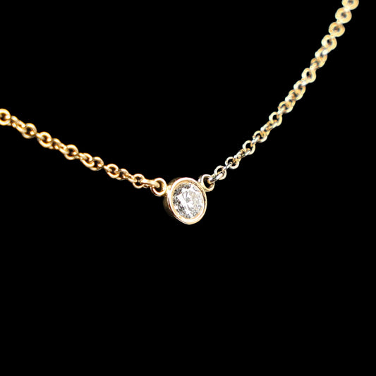 Preowned TIFFANY Elsa Peretti Diamonds by the Yard 18K YG Diamond Pendant Necklace 1.8g | Luxe Again Maison