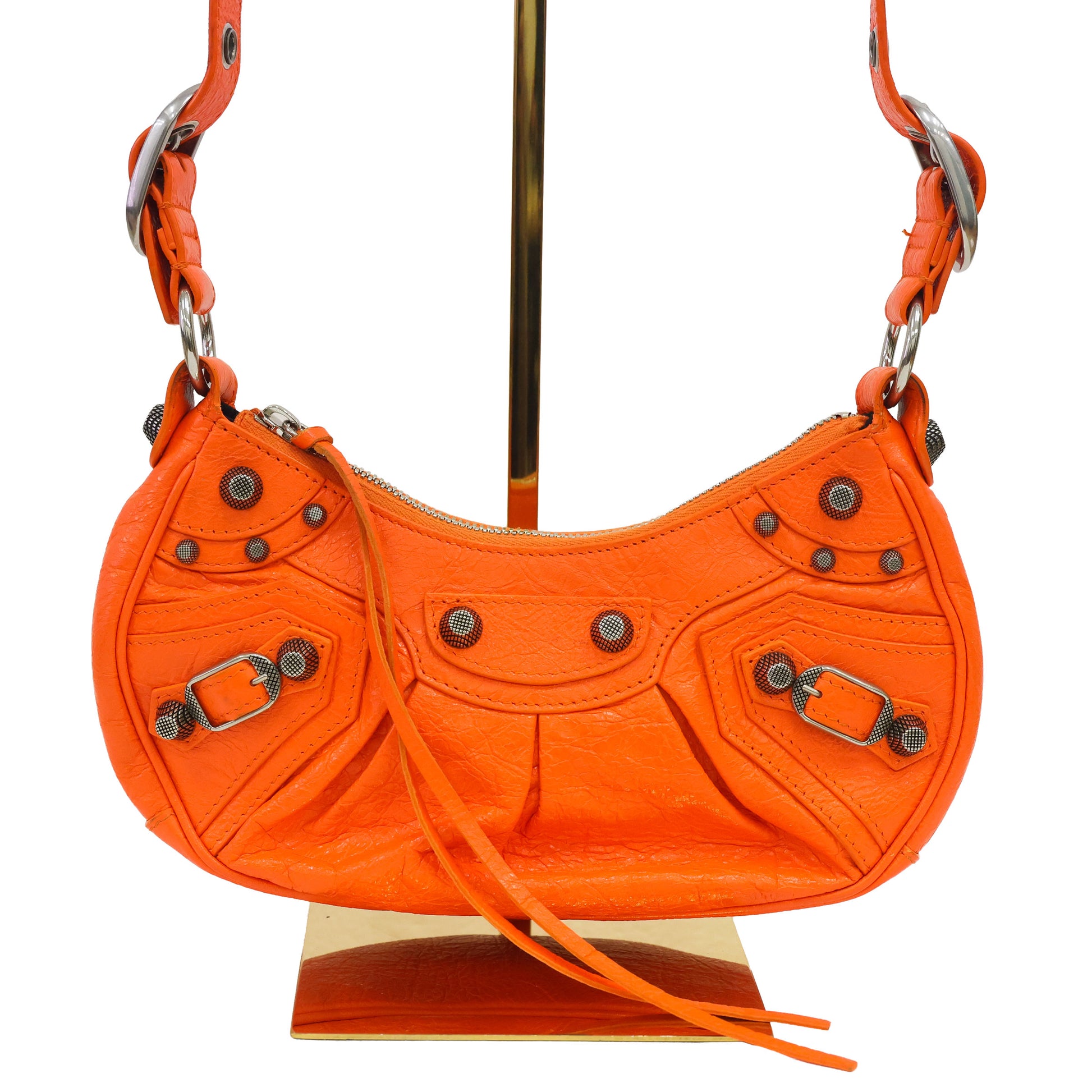 Preloved BALENCIAGA Le Cagole XS Leather Shoulder Bag Orange | Luxe Again Maison