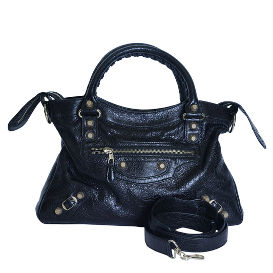Preloved BALENCIAGA The Town Leather 2 Way Handbag Black | Luxe Again Maison