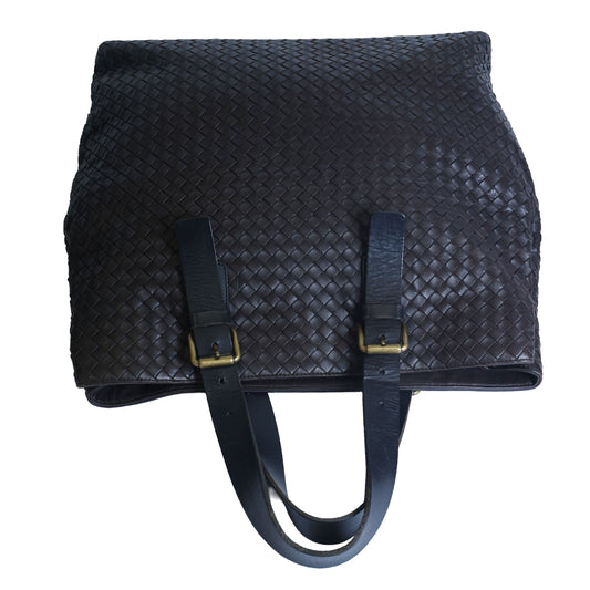 Preloved BOTTEGA VENETA Intrecciato Leather Business Tote Bag Brown | Luxe Again Maison