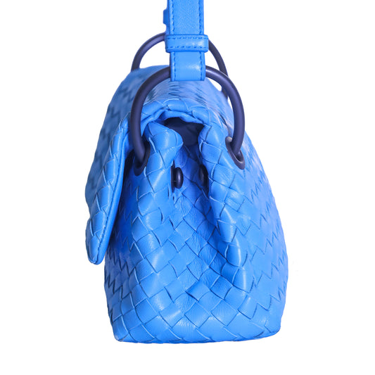 Preloved BOTTEGA VENETA Intrecciato Leather Shoulder Bag Blue | Luxe Again Maison