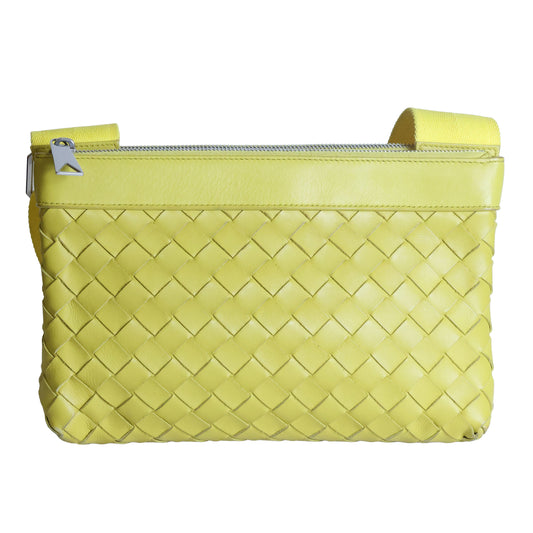 Preloved BOTTEGA VENETA Intrecciato Leather Duo Crossbody Bag Yellow | Luxe Again Maison