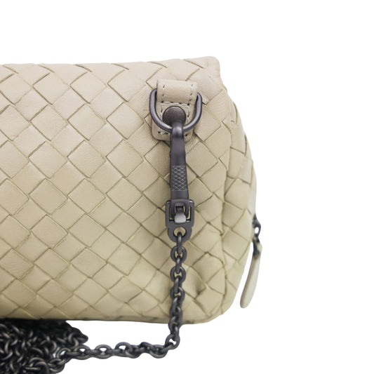 Preloved BOTTEGA VENETA Intrecciato Nappa Leather Small Chain Cross Body Bag Beige | Luxe Again Maison