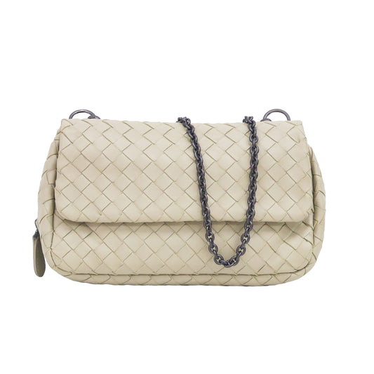 Preloved BOTTEGA VENETA Intrecciato Nappa Leather Small Chain Cross Body Bag Beige | Luxe Again Maison