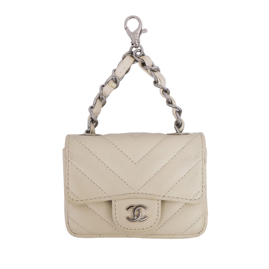 Preloved CHANEL Beige Calfskin Micro Belt Bag with Adjustable Leather Chain 31st Series | Luxe Again Maison