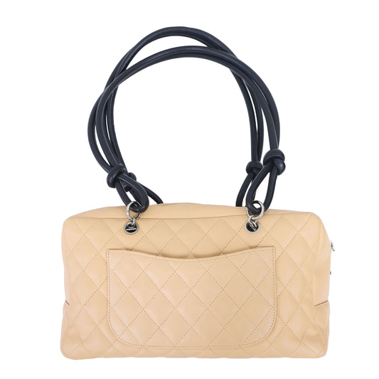 Preloved CHANEL Cambon Ligne Bowler Bag Beige & Black | Luxe Again Maison