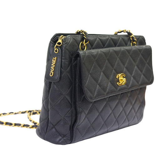 Preloved vintage CHANEL Matelasse Caviar Skin Chain Shoulder Bag Gold Hardware | Luxe Again Maison