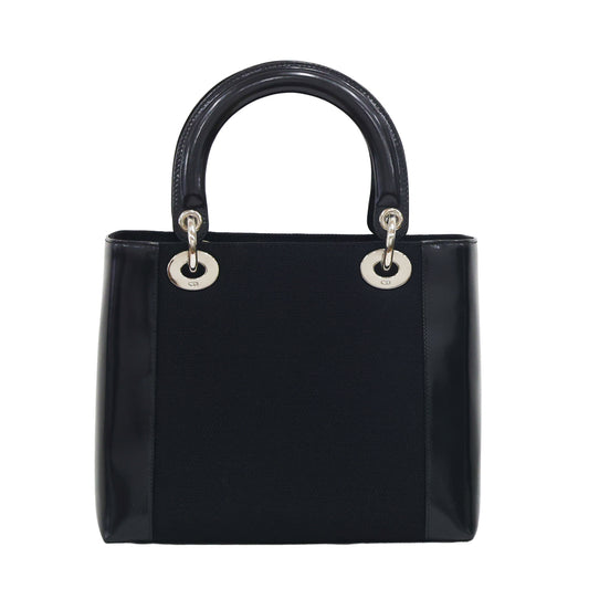 Preloved CHRISTIAN DIOR Lady Dior Canvas Leather Black Medium | Luxe Again Maison