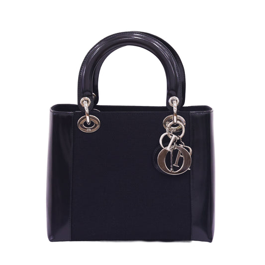 Preloved CHRISTIAN DIOR Lady Dior Canvas Leather Black Medium | Luxe Again Maison