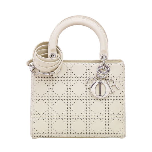 Preloved CHRISTIAN DIOR Lady Dior Cannage Leather Medium Beige | Luxe Again Maison