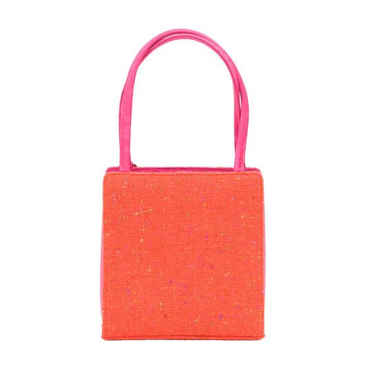 Preloved CHRISTIAN DIOR Lady Dior Tweed Satin Orange Pink Mini Bag | Luxe Again Maion