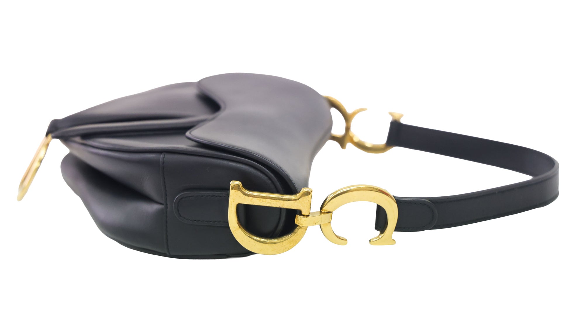 Preloved CHRISTIAN DIOR Saddle Leather Black 2 Way Shoulder Bag | Luxe Again Maison