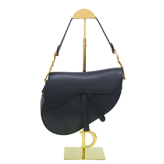 Preloved CHRISTIAN DIOR Saddle Leather Black 2 Way Shoulder Bag | Luxe Again Maison