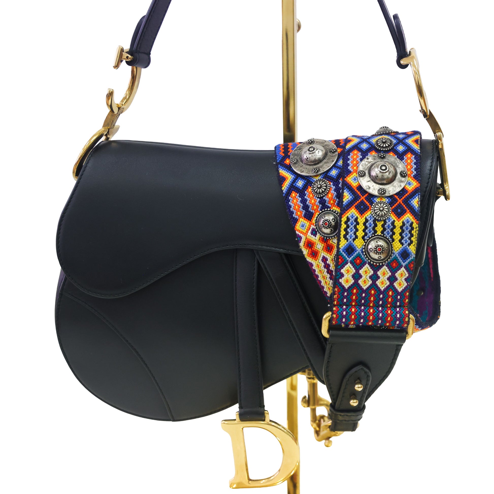 Preloved CHRISTIAN DIOR Saddle Leather Black 2 Way Shoulder Bag | Luxe Again Maison