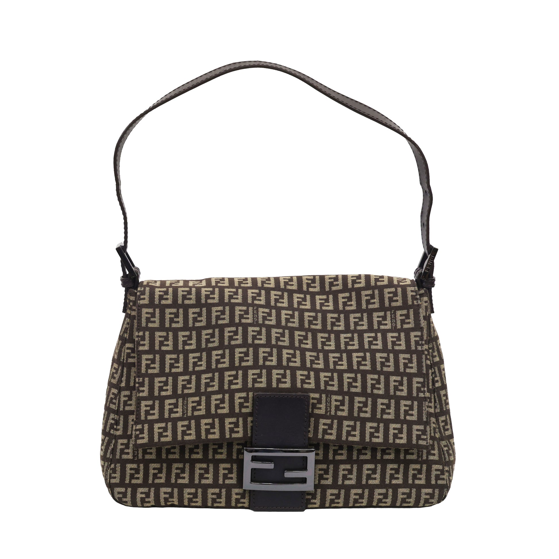 Prreloved FENDI Mamma Baguette Zucchino Canvas Leather Brown Bag | Luxe Again Maison