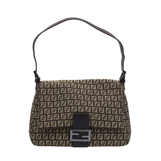 Prreloved FENDI Mamma Baguette Zucchino Canvas Leather Brown Bag | Luxe Again Maison