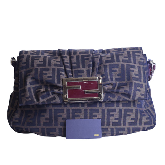 Preloved FENDI Mia Zucca Canvas x Patent Leather Chain Shoulder Bag Brown 8BRXXX | Luxe Again Maison