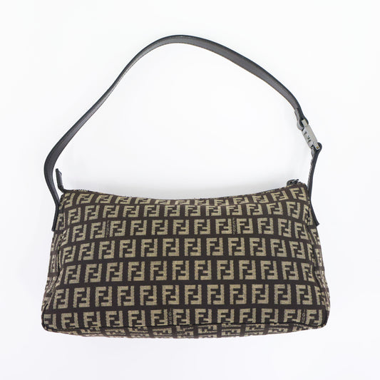 Preloved FENDI Pochette Bag Zucchino Canvas w Leather Trim 8BR444 | Luxe Again Maison