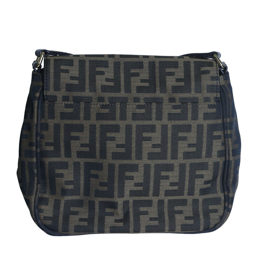 Preloved FENDI Zucca Canvas x Leather Shoulder Bag Brown 8BTXXX | Luxe Again Maison