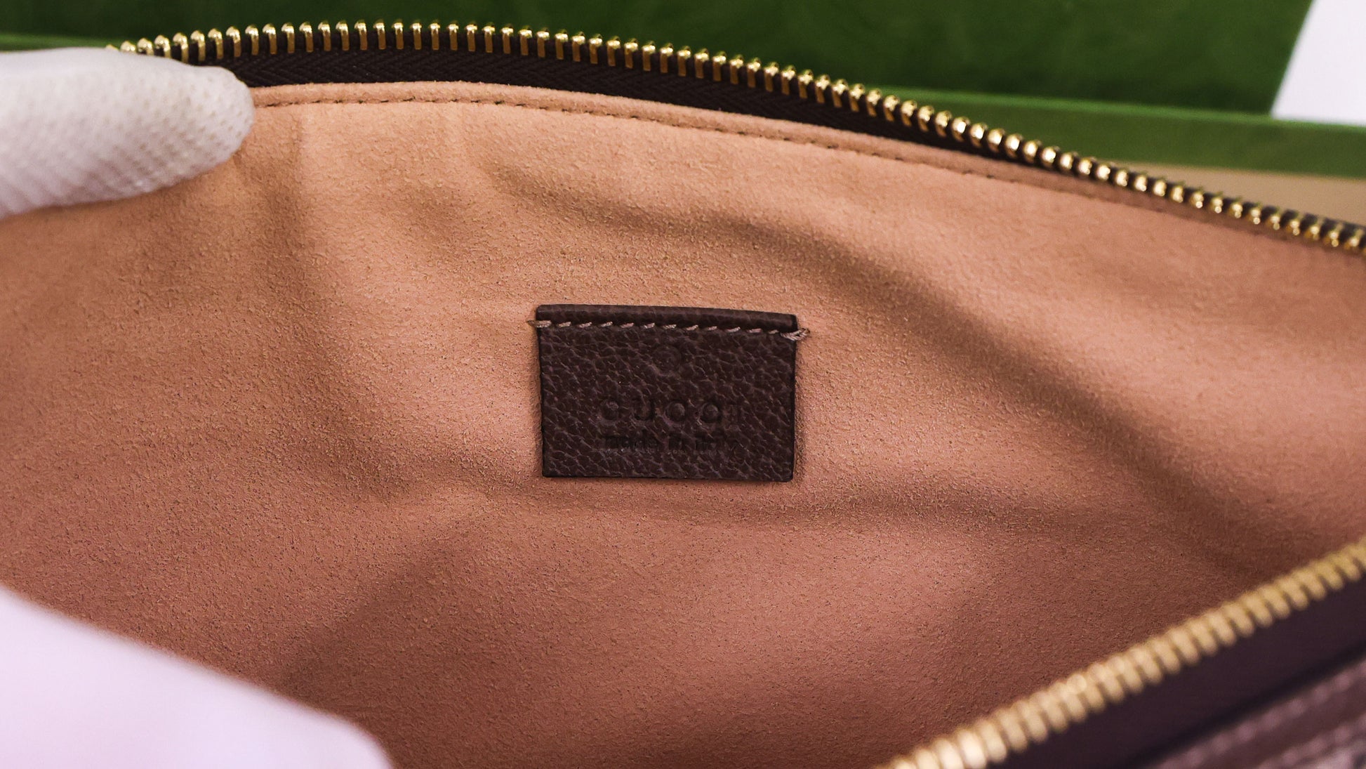 Preloved GUCCI GG Supreme Ophidia PVC x Leather Clutch Bag Brown | Luxe Again Maison