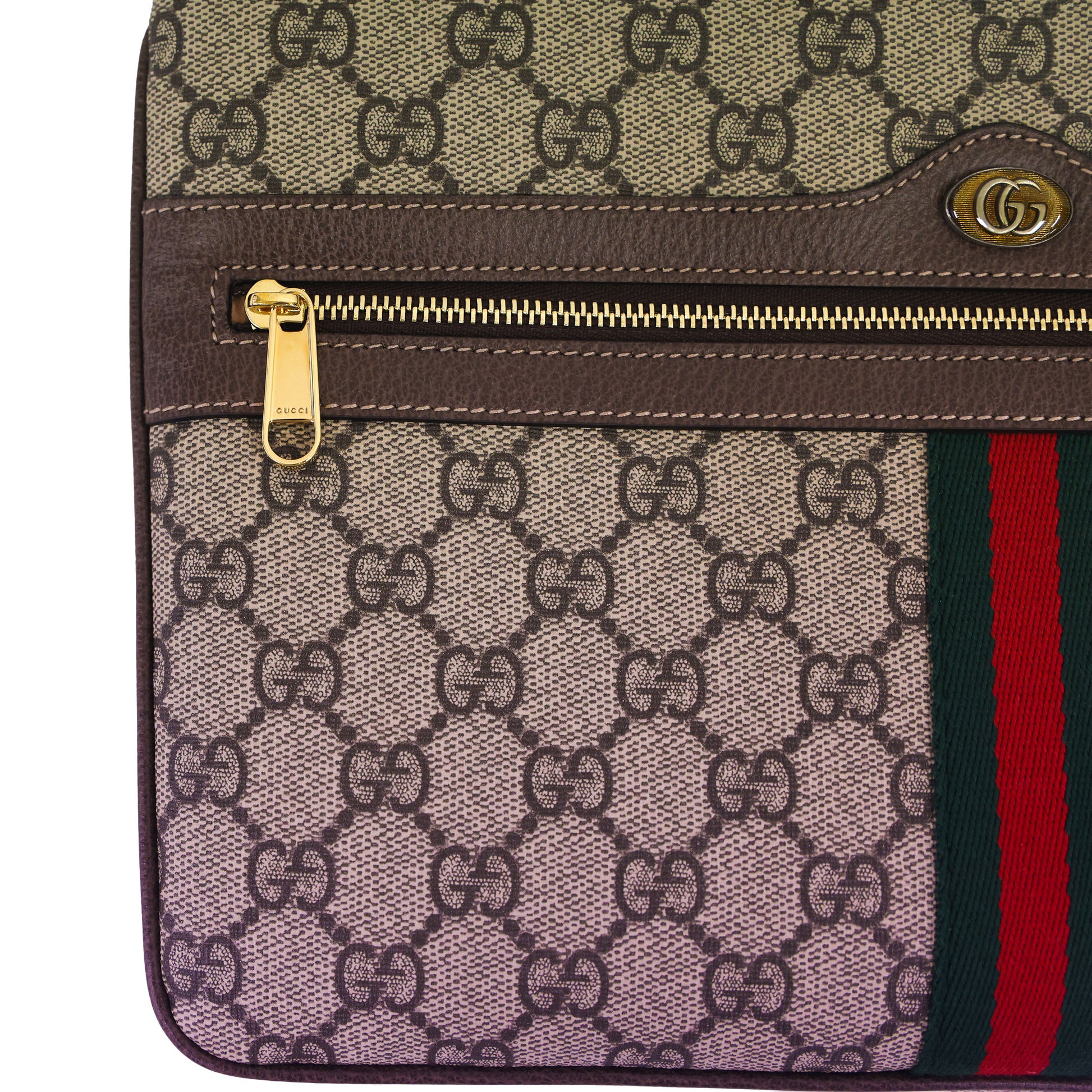 Preloved GUCCI GG Supreme Ophidia PVC x Leather Clutch Bag Brown | Luxe Again Maison