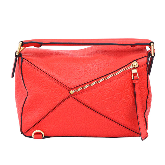 Preloved LOEWE Repeat Anagram Small Puzzle Leather Red | Luxe Again Maison