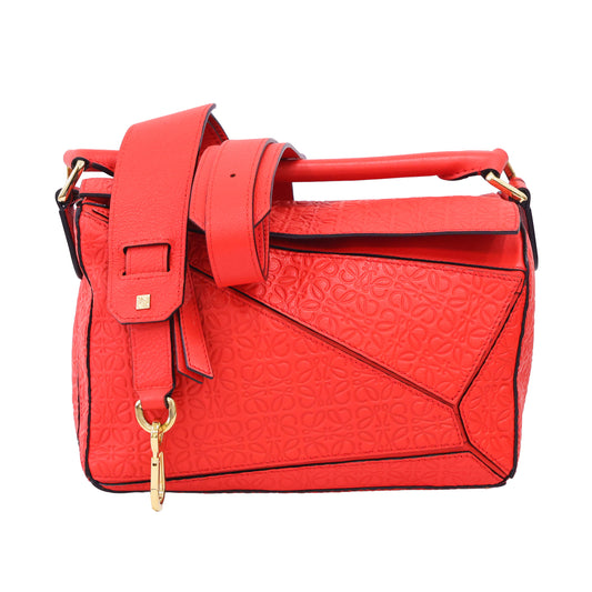 Preloved LOEWE Repeat Anagram Small Puzzle Leather Red | Luxe Again Maison