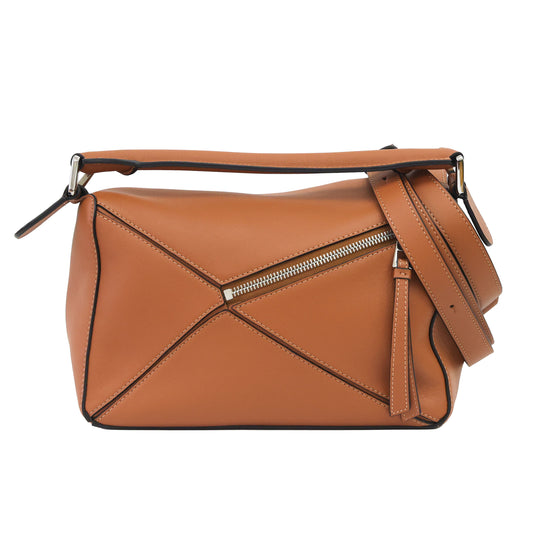 Preloved LOEWE Small Puzzle Edge Leather Tan Bag | Luxe Again Maison