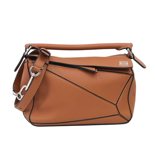 Preloved LOEWE Small Puzzle Edge Leather Tan Bag | Luxe Again Maison