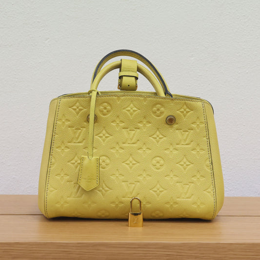 Pre-owned Louis Vuitton Montaigne BB Monogram Empreinte Leather 'Citrine' Luxe Again Maison