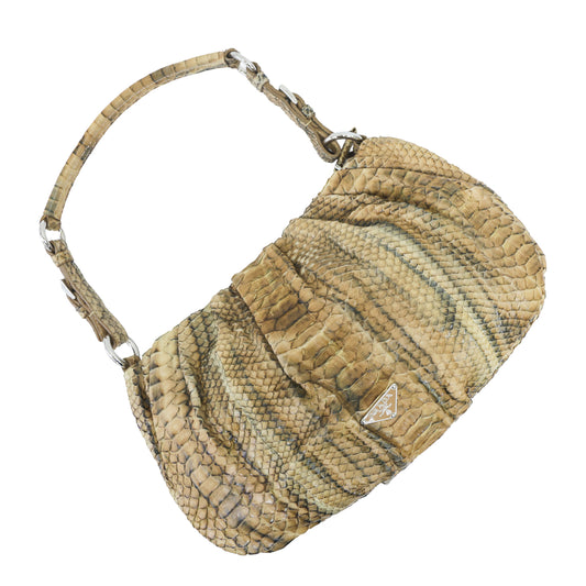 Preloved vintage PRADA Pitone Shoulder Bag Beige BR2828 | Luxe Again Maison