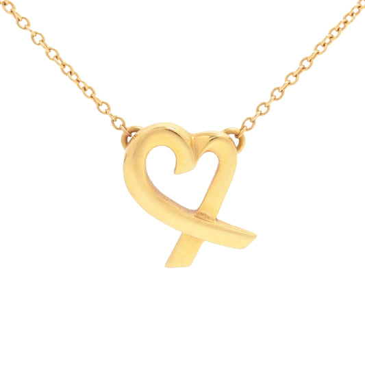 Pre-owned TIFFANY Paloma Picasso Loving Heart Small Necklace 18K Yellow Gold 2.6g | Luxe Again Maison