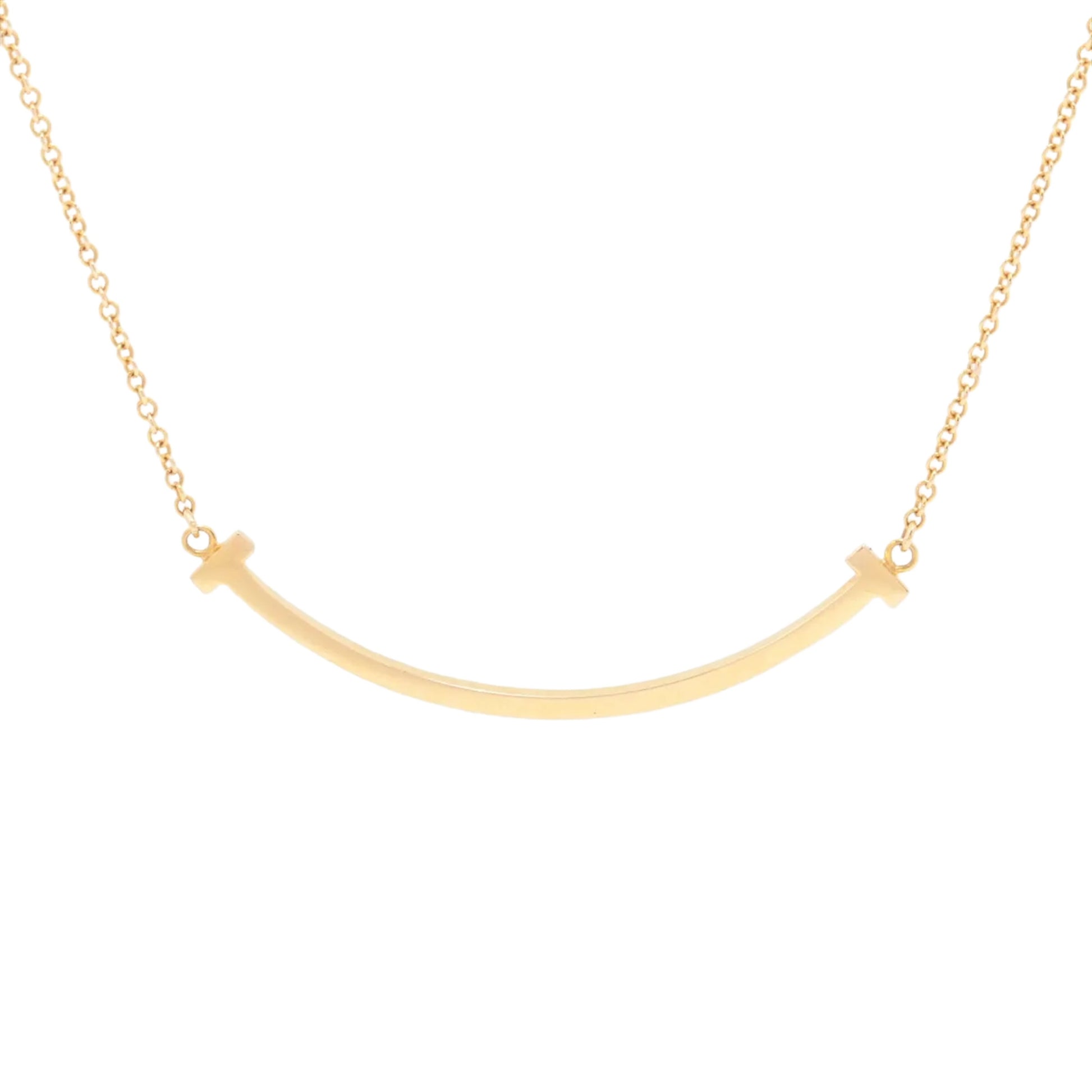 Preloved TIFFANY T Smile Small Necklace 18K Yellow Gold 2.9g | Luxe Again Maison