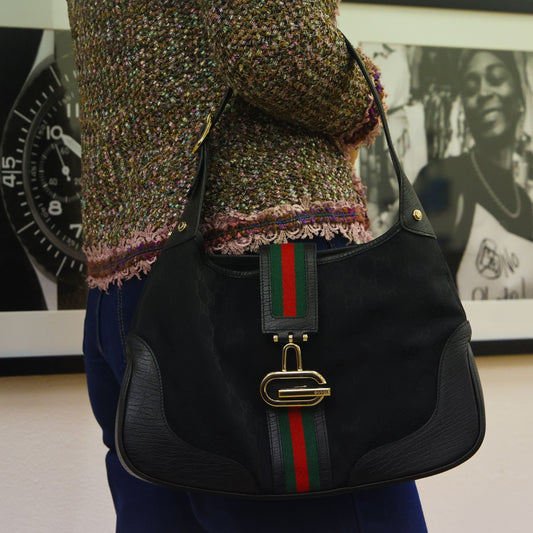 GUCCI GG Canvas Jackie Web Sherry Line Shoulder Bag | Luxe Again Maison