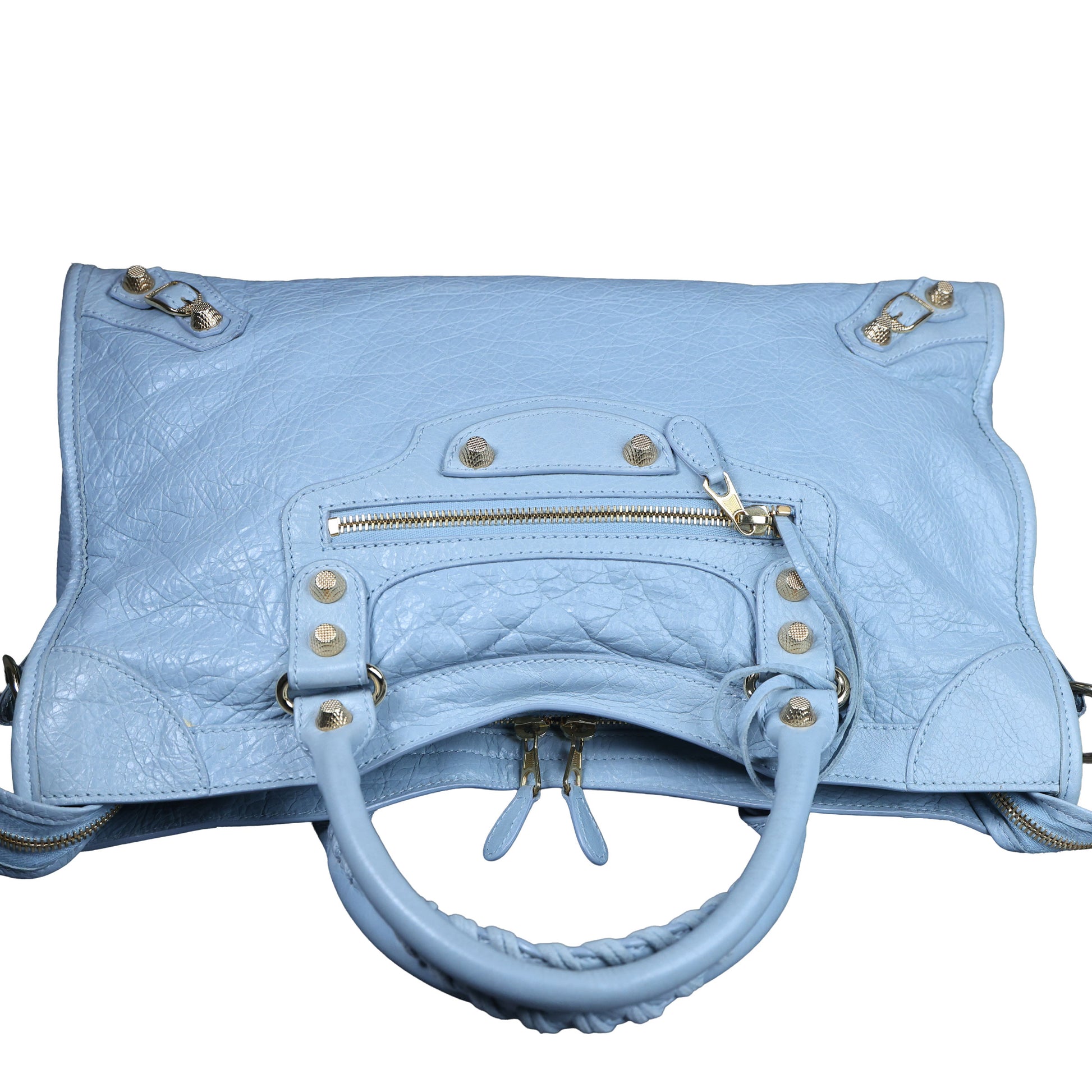 Preowned BALENCIAGA Giant 12 City Leather GHW Light Blue Bag | Luxe Again Maison