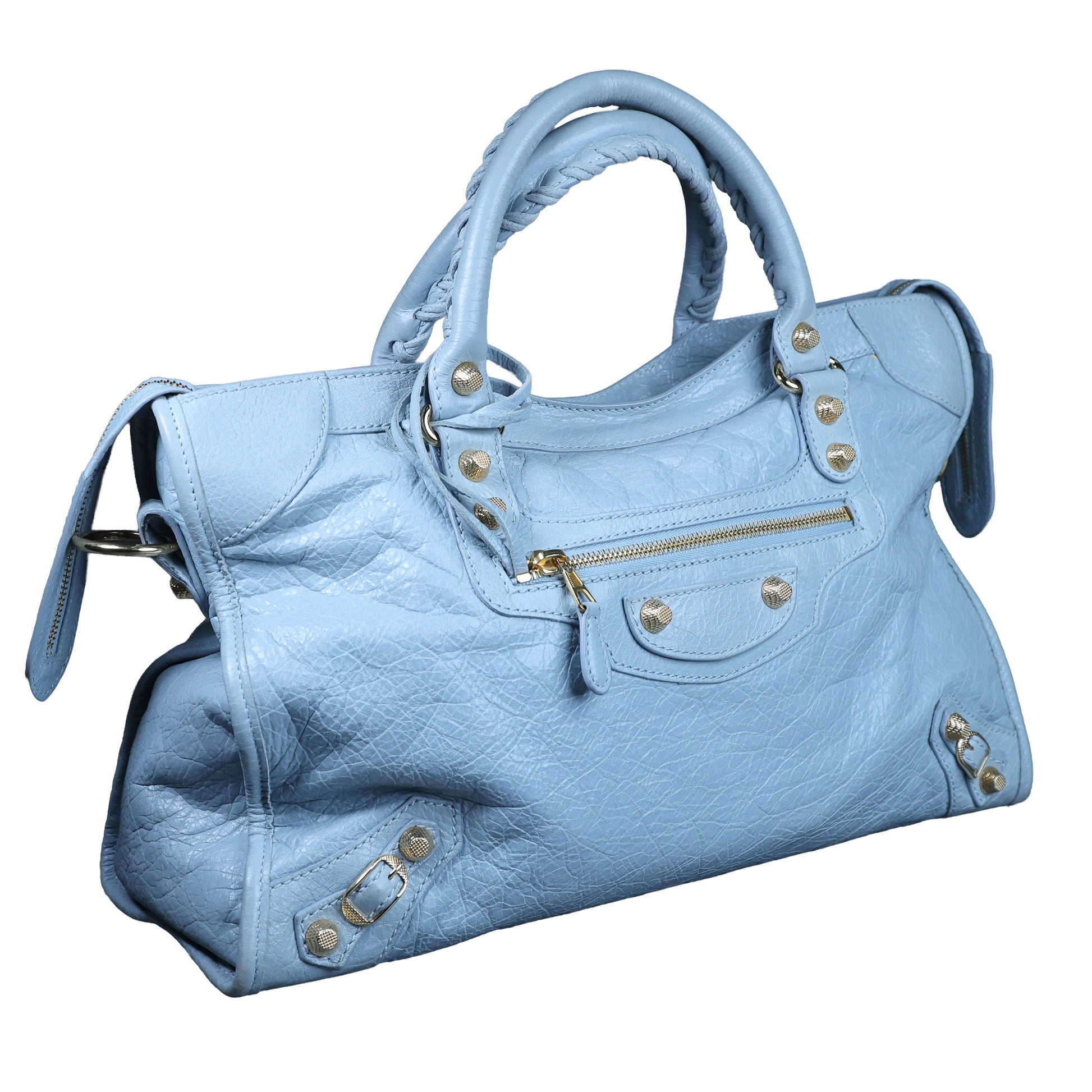 Preowned BALENCIAGA Giant 12 City Leather GHW Light Blue Bag | Luxe Again Maison