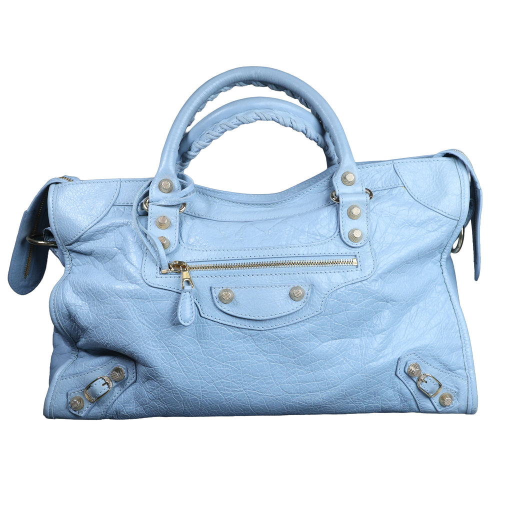 Preowned BALENCIAGA Giant 12 City Leather GHW Light Blue Bag | Luxe Again Maison